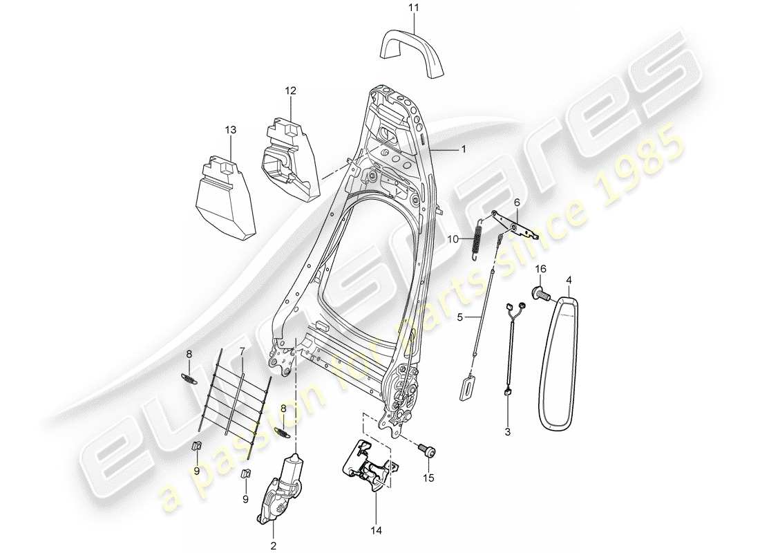 porsche 2007 (997-1) telaio schienale diagramma delle parti