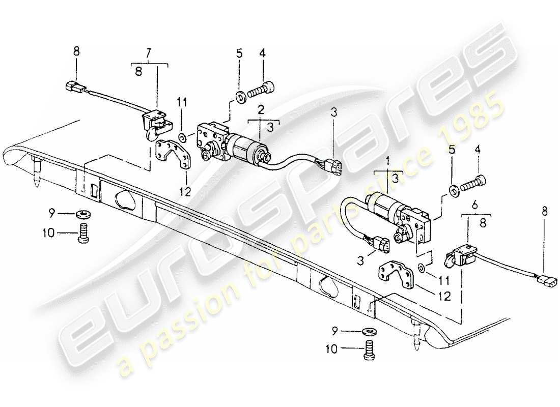 porsche 1992 (964) capote convertibile - chiusura diagramma delle parti