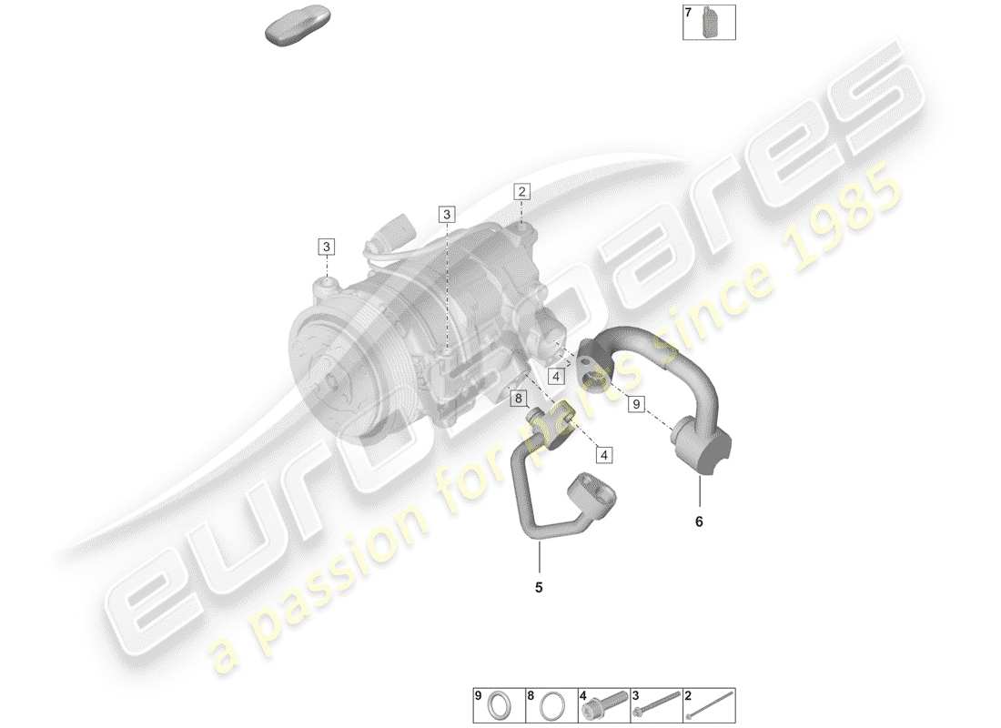 porsche 2020 (992-1) compressore del condizionatore d'aria diagramma delle parti
