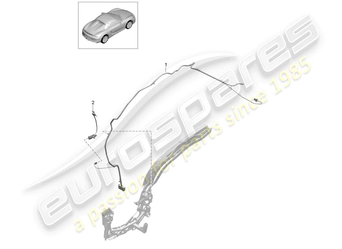 porsche 2018 (718 boxster) set di cavi per capote diagramma delle parti