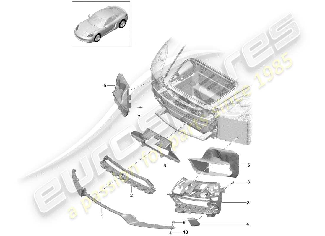 porsche 2020 (718 cayman) diagramma delle parti del condotto dell'aria
