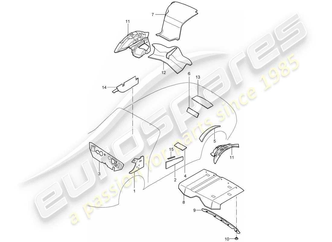 porsche 2007 (997-1) schema delle parti della carrozzeria