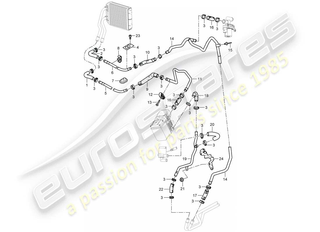 porsche 2008 (cayenne e1 9pa) diagramma delle parti del riscaldatore