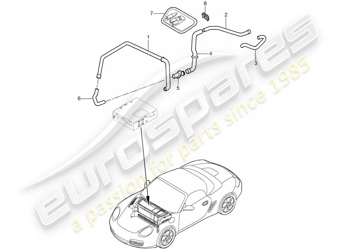 porsche 2009 (987 boxster) compartimento bagagli diagramma delle parti