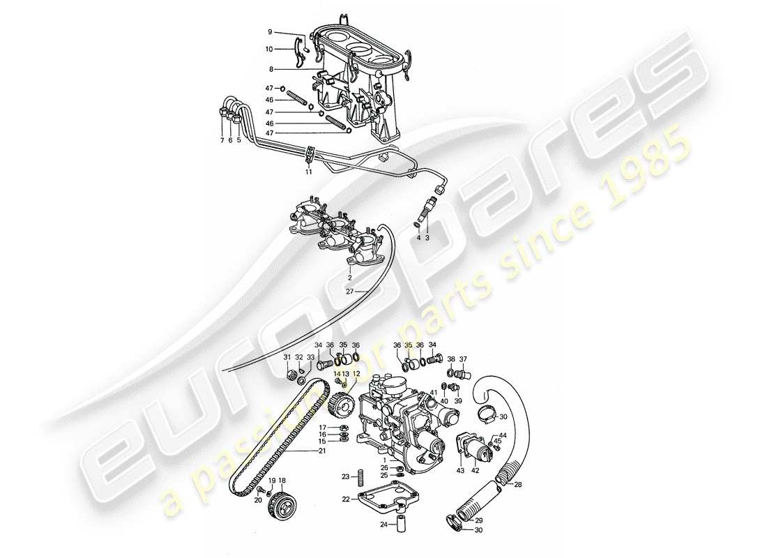 porsche 1977 (911) iniezione meccanica diagramma delle parti