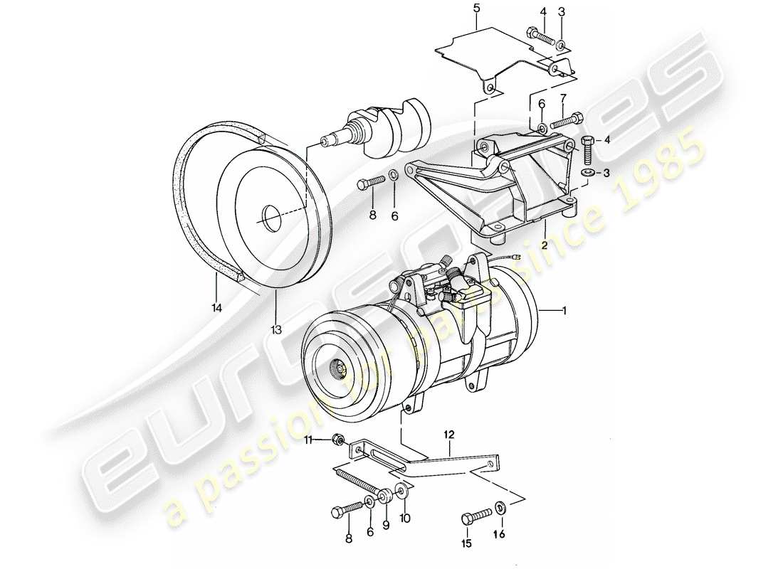 porsche 1983 (928) compressore - montaggio diagramma delle parti