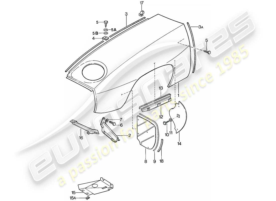 porsche 1981 (928) parafango diagramma delle parti