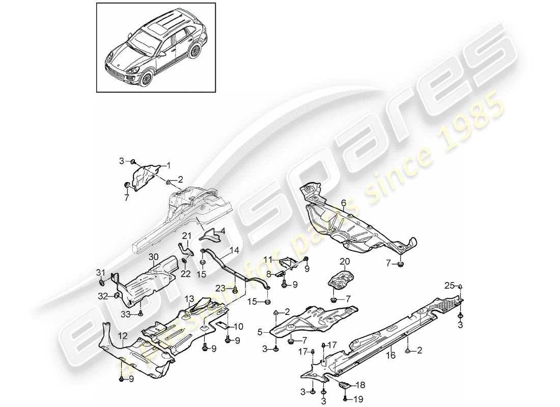 porsche 2014 (cayenne e2 92a) diagramma delle parti della fodera