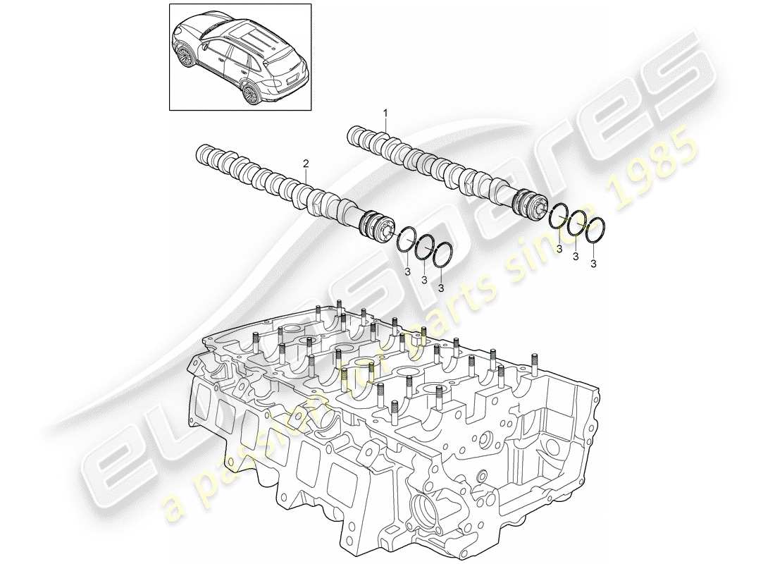 porsche 2013 (cayenne e2 92a) diagramma delle parti dell'albero a camme