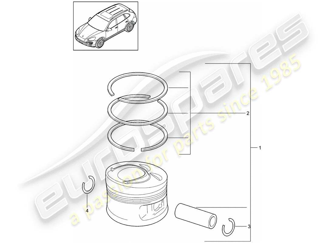 porsche 2014 (cayenne e2 92a) diagramma delle parti del pistone