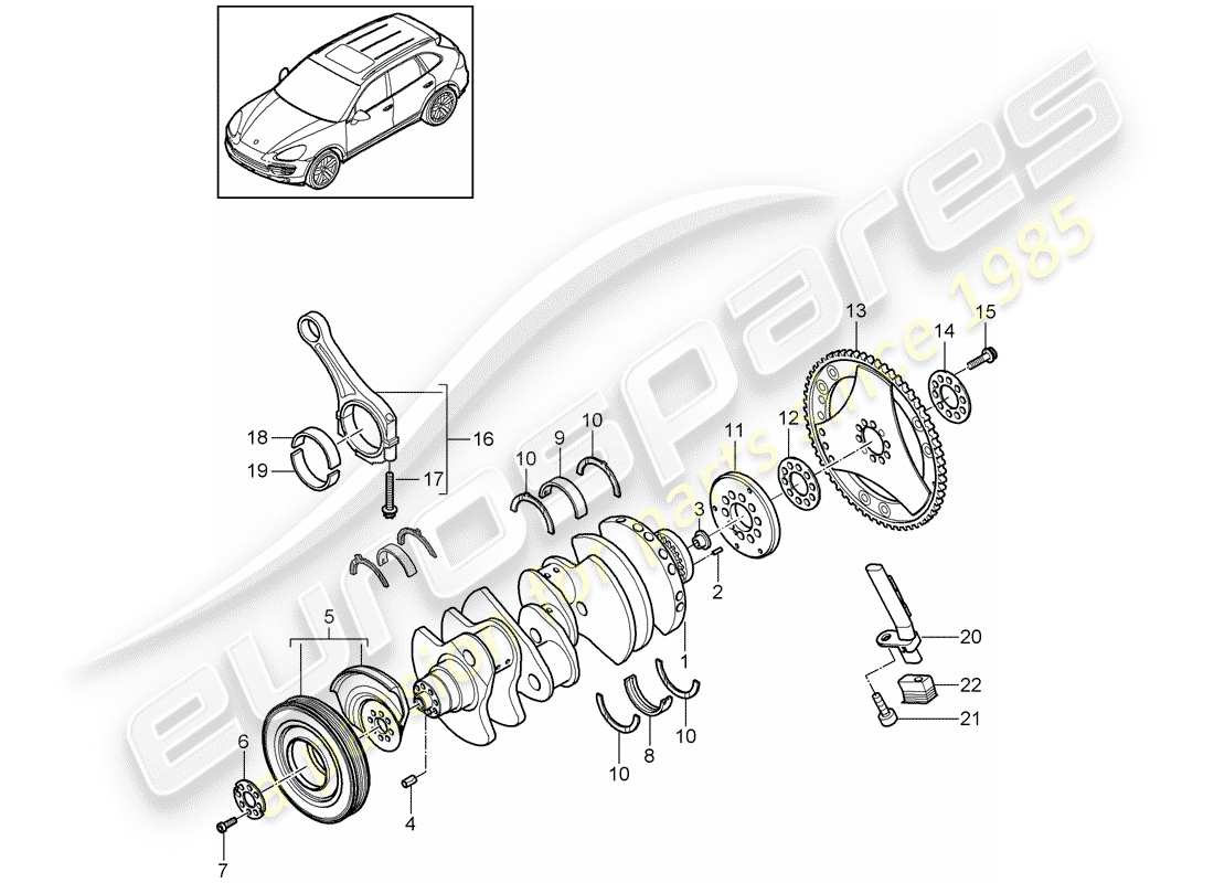 porsche 2017 (cayenne e2 92a) albero a gomiti diagramma delle parti
