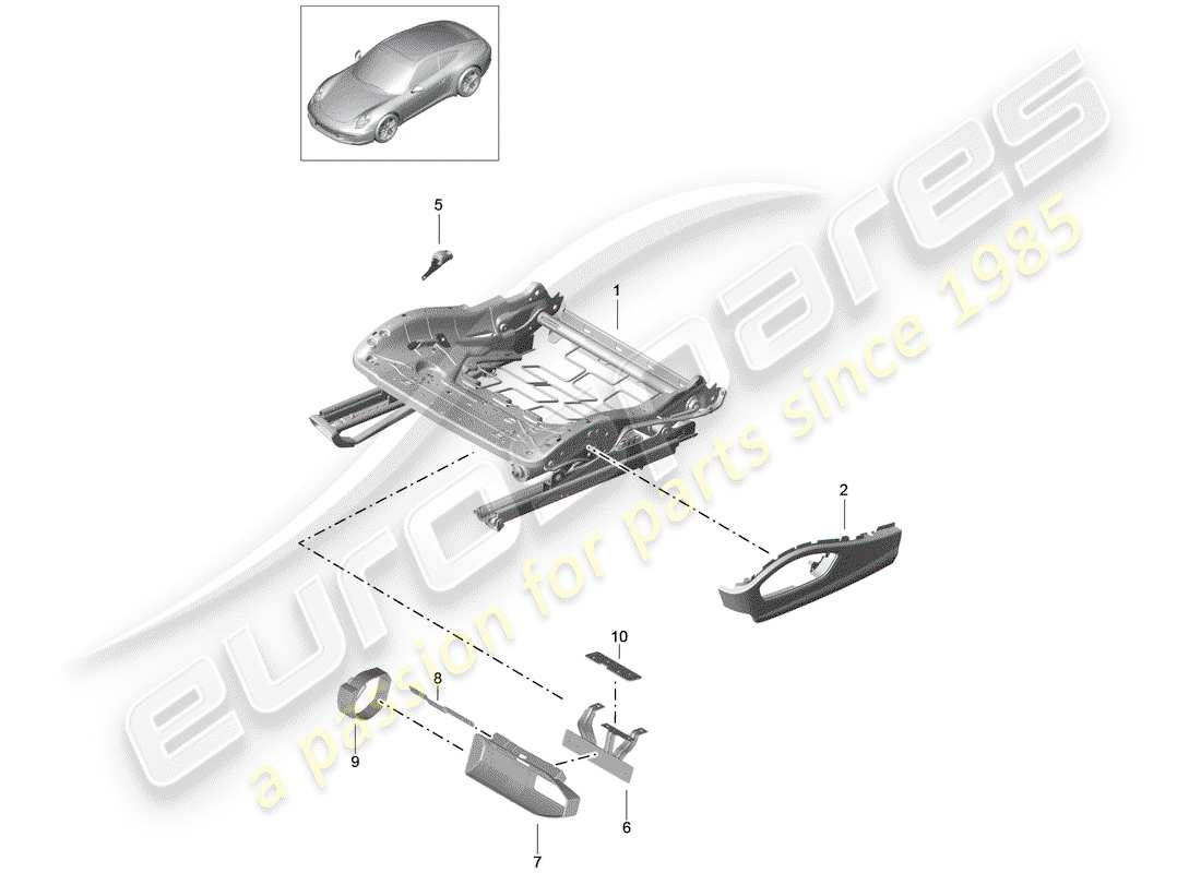 porsche 2015 (991-1) telaio del sedile diagramma delle parti