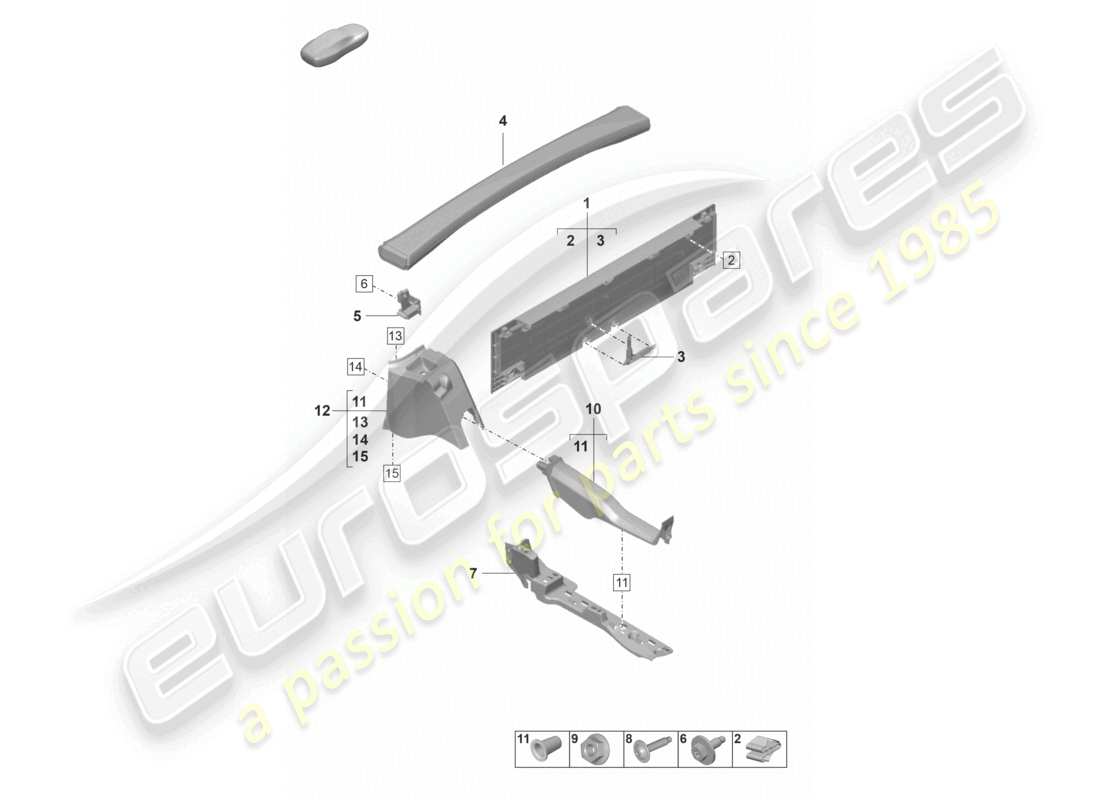 porsche 2019 (992-1) finiture posteriori diagramma delle parti