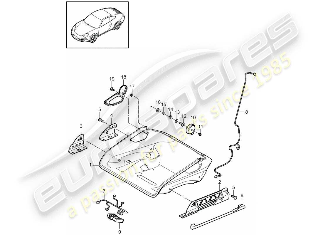 porsche 2012 (997-2) posto a sedere diagramma delle parti