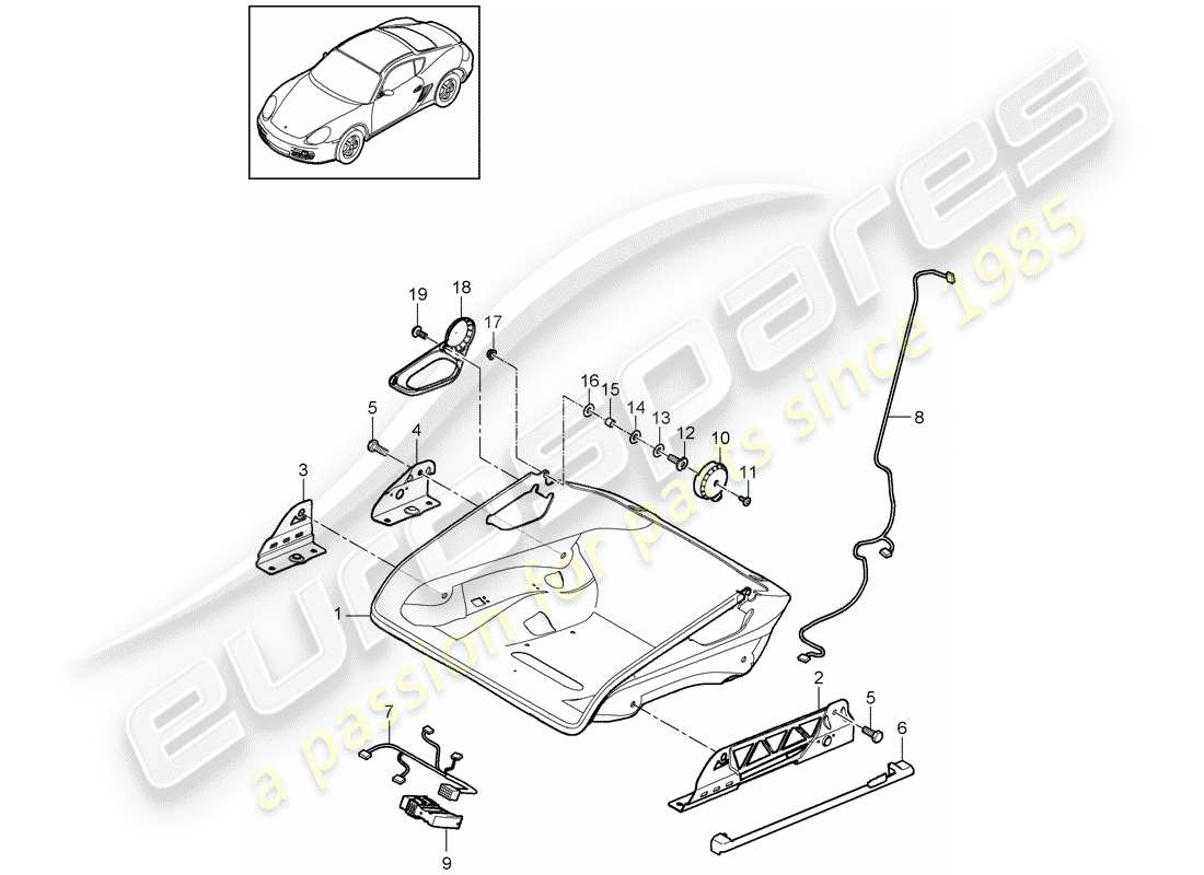 porsche 2009 (987 cayman) posto a sedere diagramma delle parti