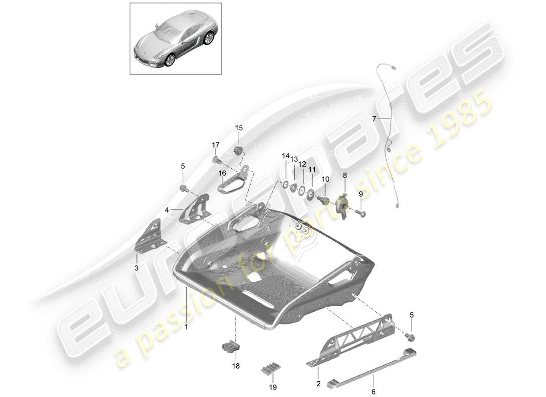 porsche 2015 (981 cayman) diagramma delle parti del sedile