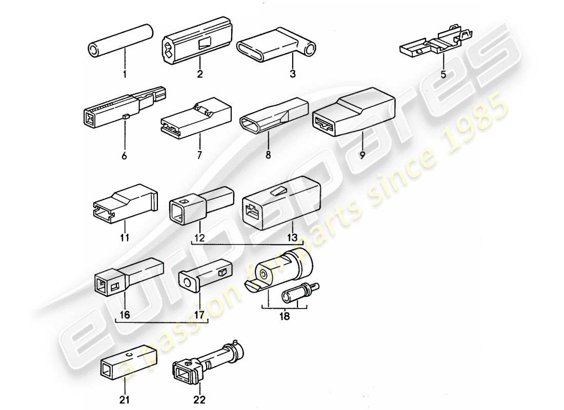 porsche 1994 (968) connettore di testa - alloggiamento del connettore - unipolare schema delle parti