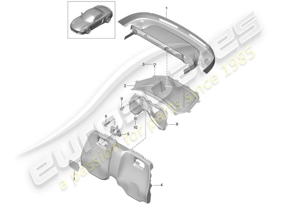 porsche 2013 (981 boxster) finiture diagramma delle parti