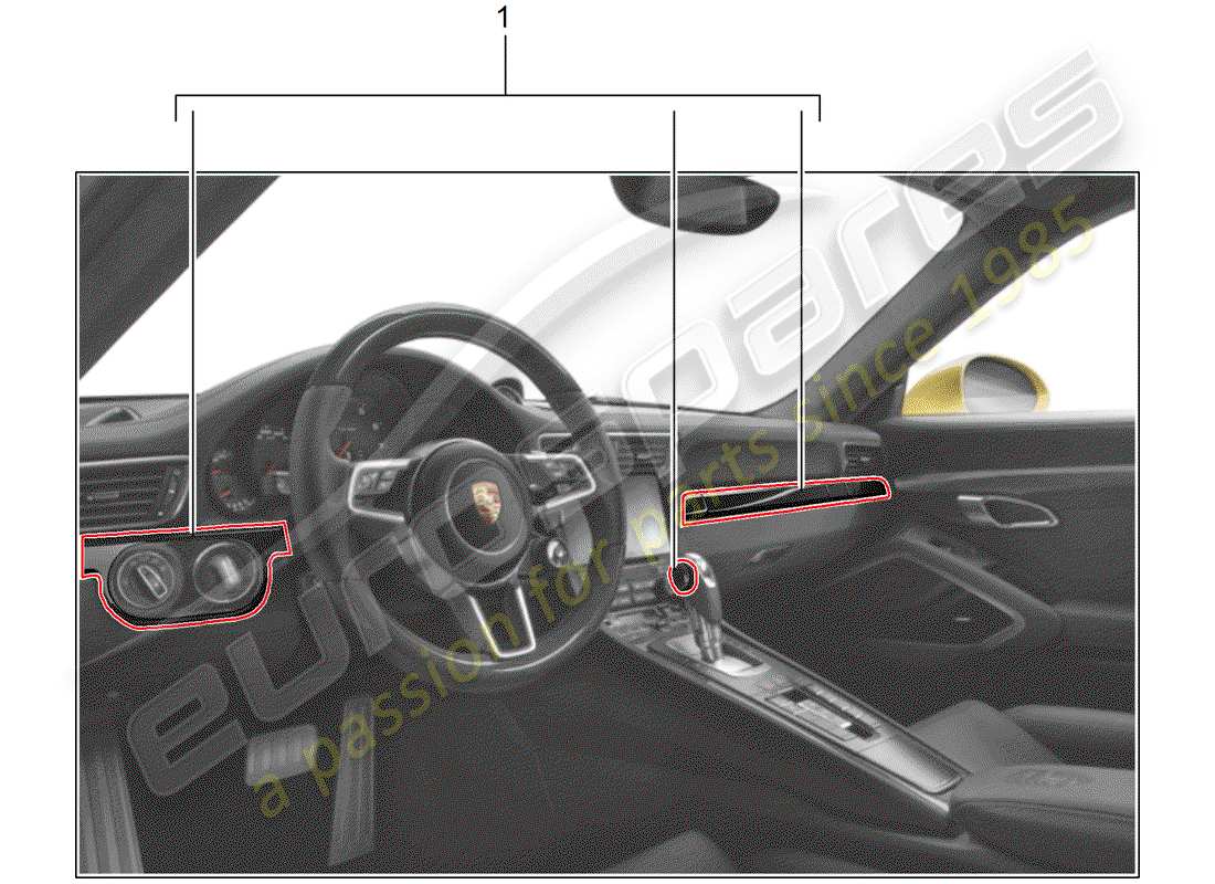 porsche 2017 (tequipment 98x/99x) schema delle parti del kit di installazione