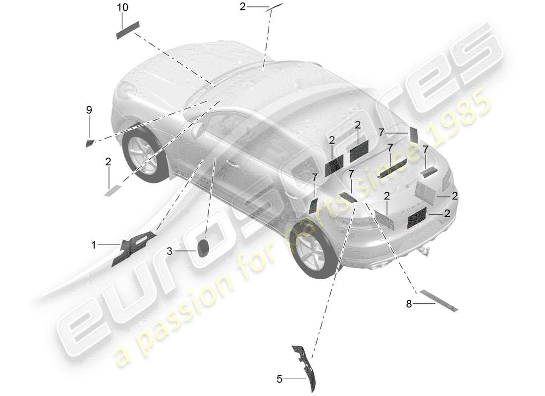 porsche 2014 (macan) assorbitore acustico diagramma delle parti