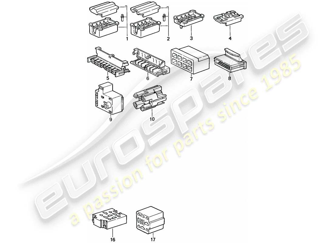 porsche 1987 (924s) alloggiamento del connettore - 8-pole - 9-pole diagramma delle parti