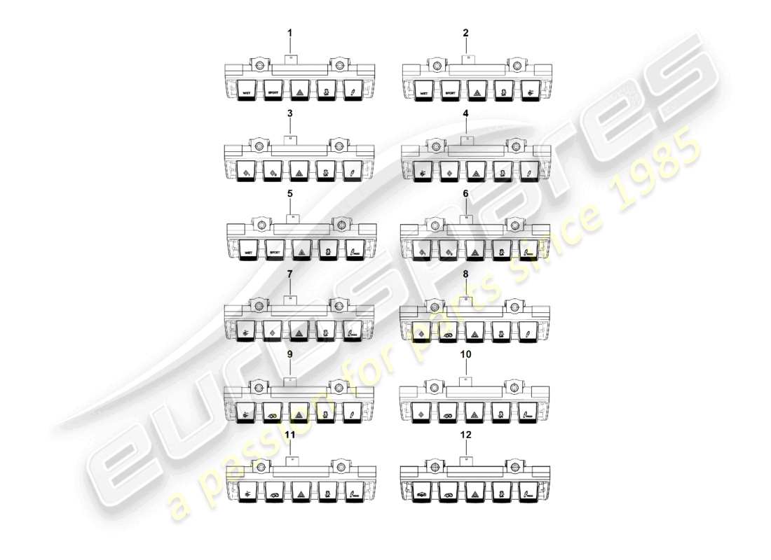 porsche 2019 (992-1) cruscotto del modulo switch diagramma delle parti