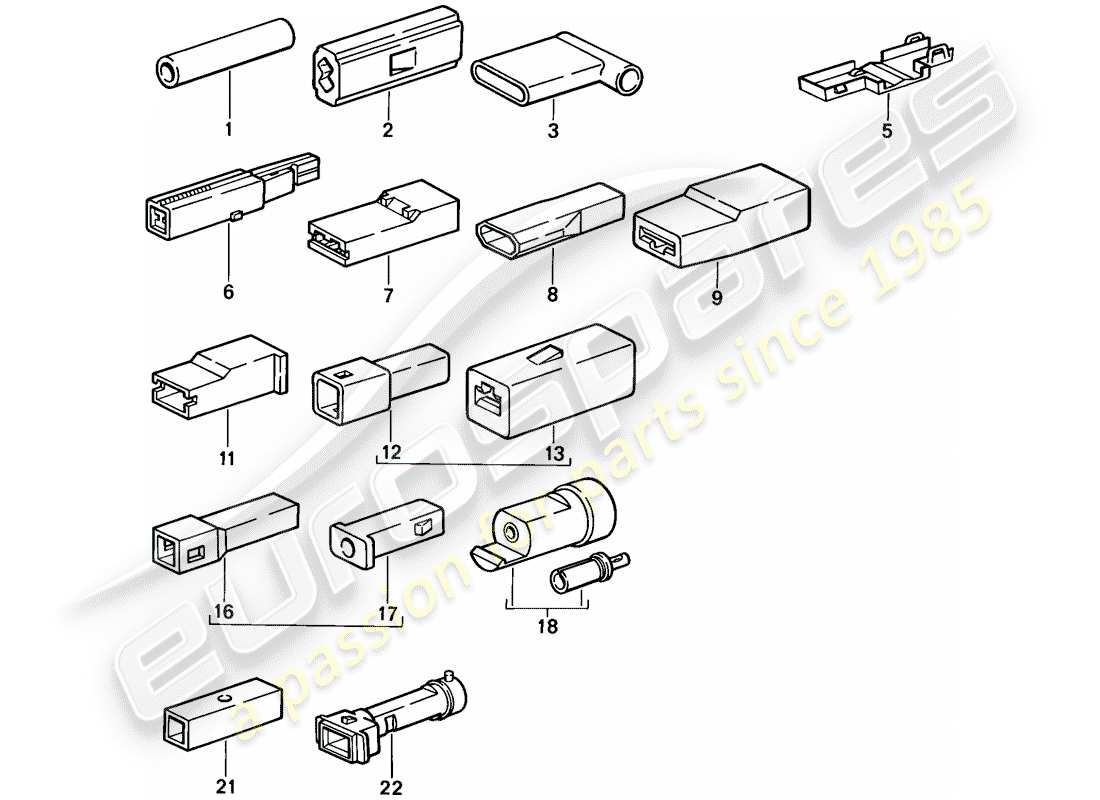 porsche 1987 (924s) connettore di testa - alloggiamento del connettore - unipolare schema delle parti
