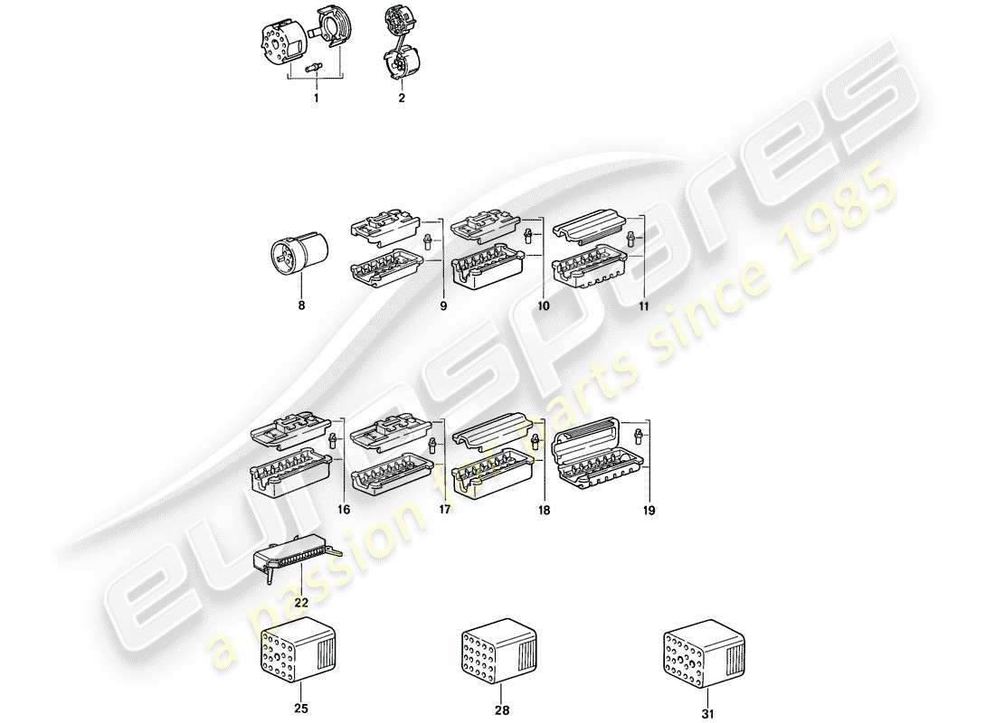 porsche 1987 (924s) alloggiamento del connettore diagramma delle parti
