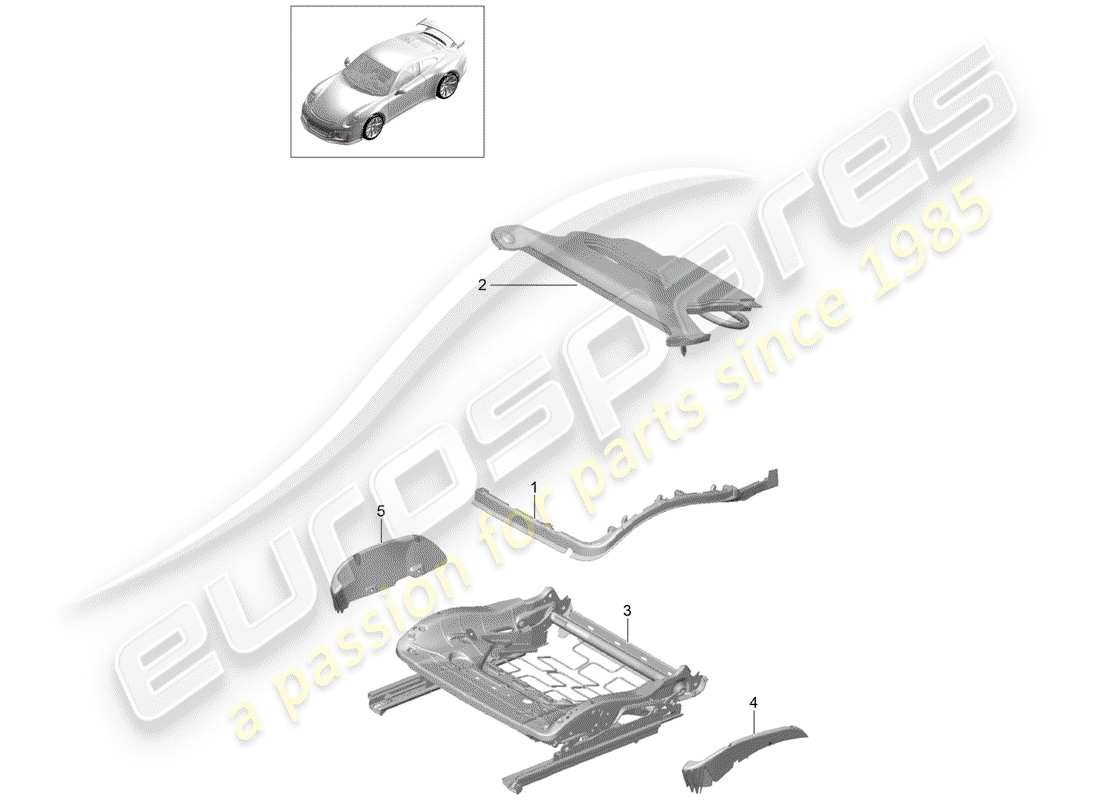 porsche 2020 (991-2 r/gt3/rs) imbottitura per sedile diagramma delle parti