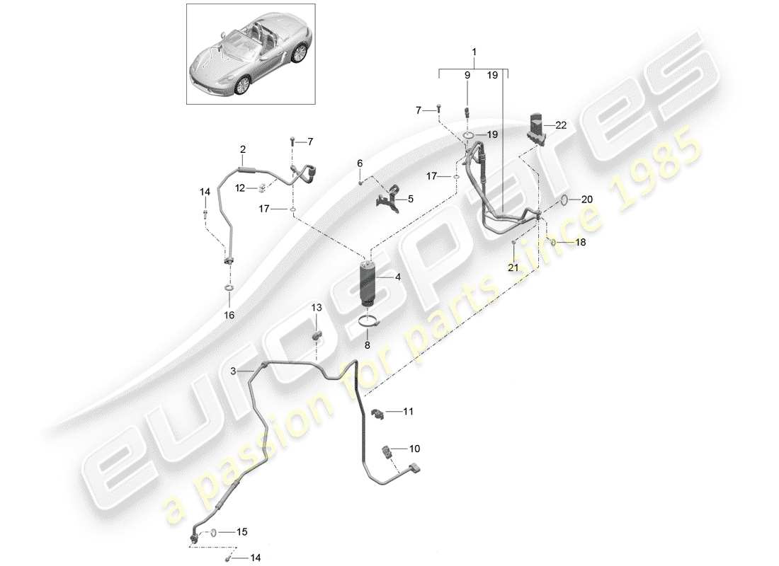 porsche 2017 (718 boxster) circuito frigorifero diagramma delle parti