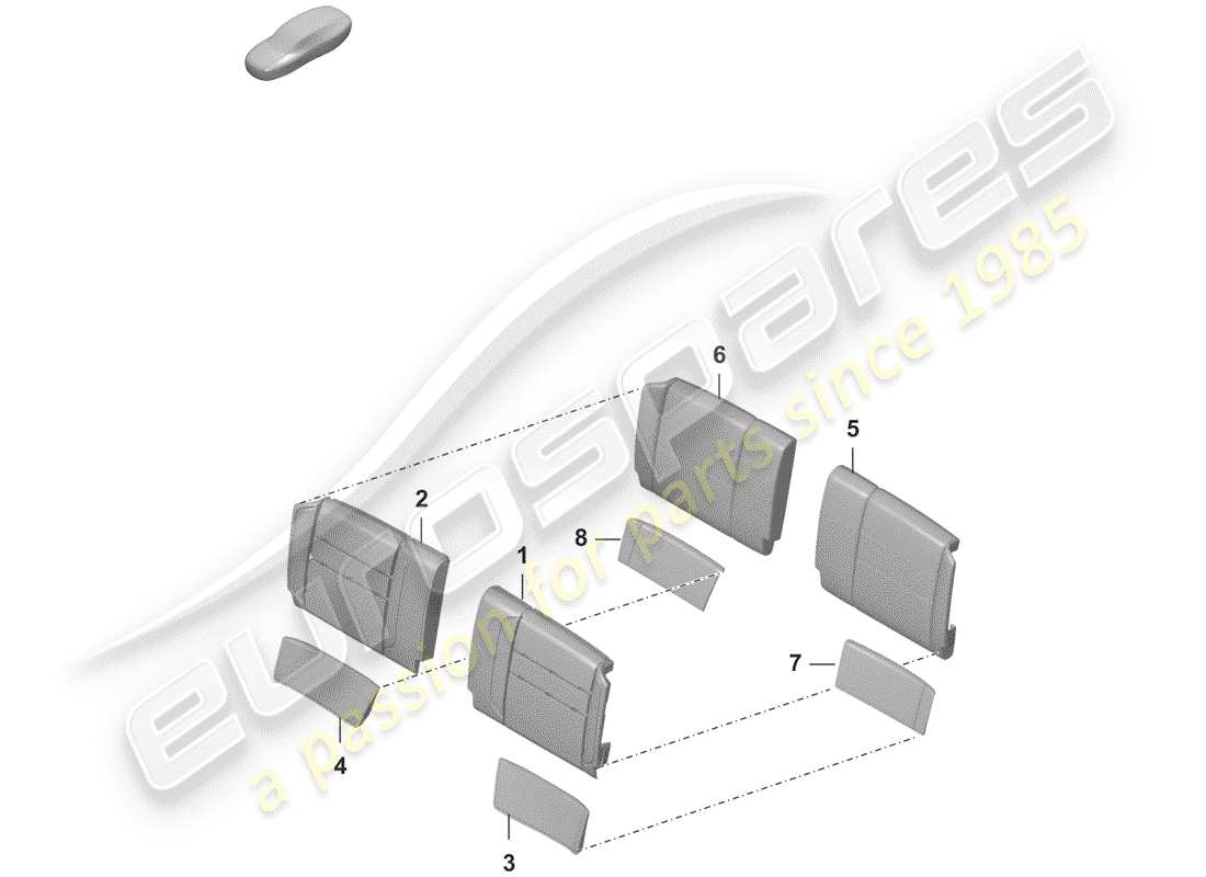 porsche 2020 (992-1) parte in schiuma diagramma delle parti