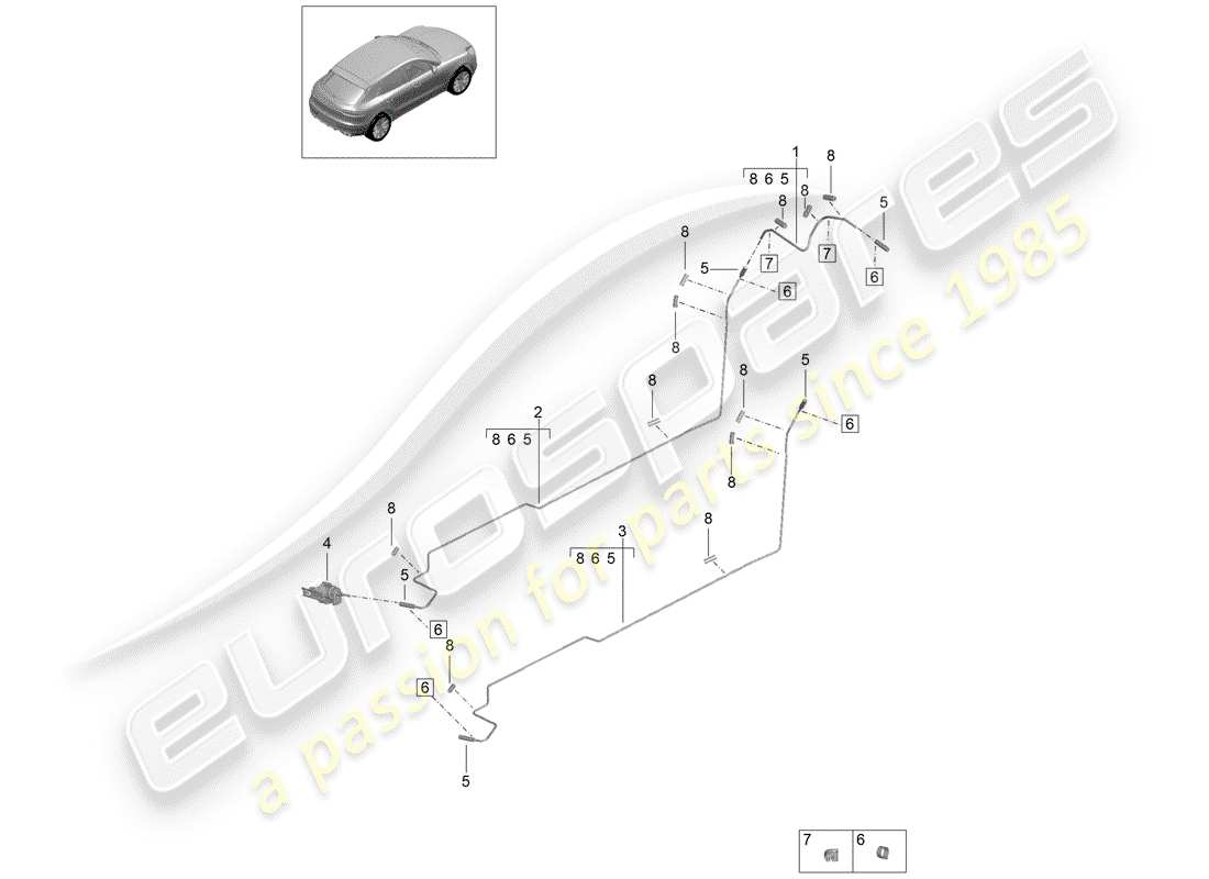 porsche 2019 (macan) linea carburante diagramma delle parti