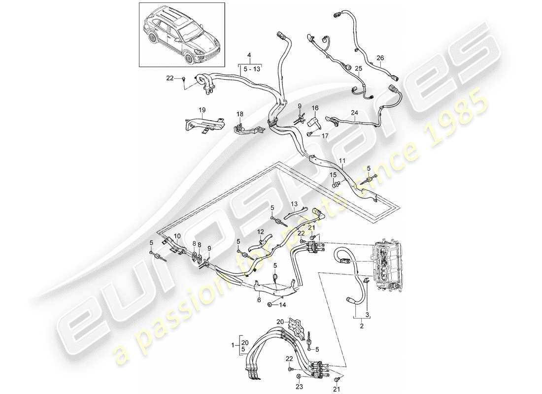porsche 2014 (cayenne e2 92a) ibrido diagramma delle parti