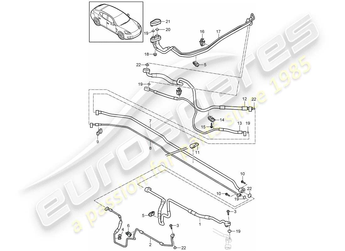 porsche 2015 (panamera 970) schema delle parti della linea del refrigerante