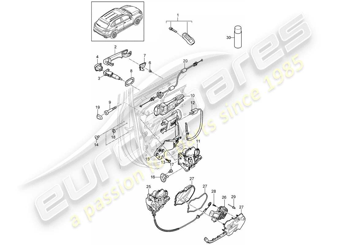 porsche 2016 (cayenne e2 92a) maniglia diagramma delle parti
