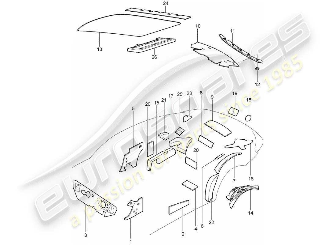 porsche 2009 997-2 turbo / gt2 schema delle parti della carrozzeria