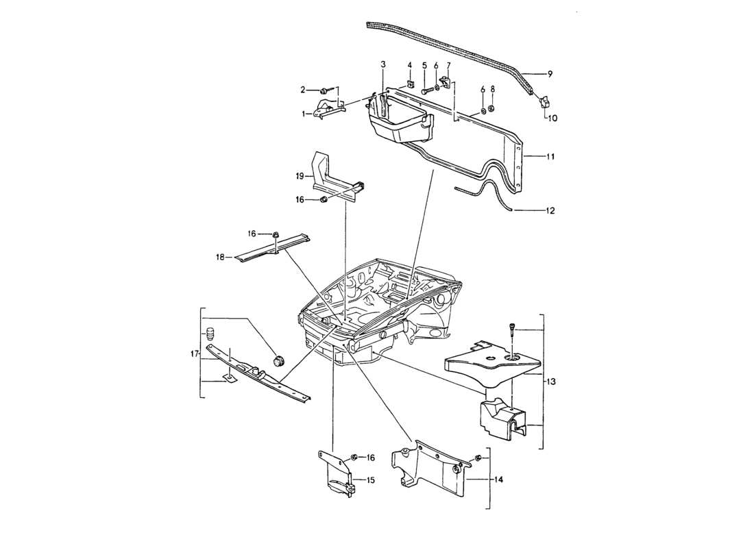 porsche 1994 (964) copertura - estremità anteriore diagramma delle parti