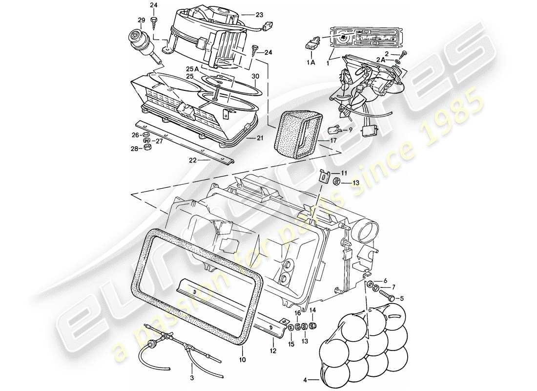 porsche 1985 (928) interruttore di comando - ventola - alloggiamento del soffiante diagramma delle parti
