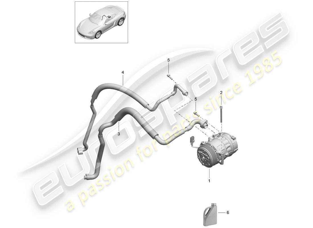porsche 718 cayman (2020) diagramma delle parti del compressore