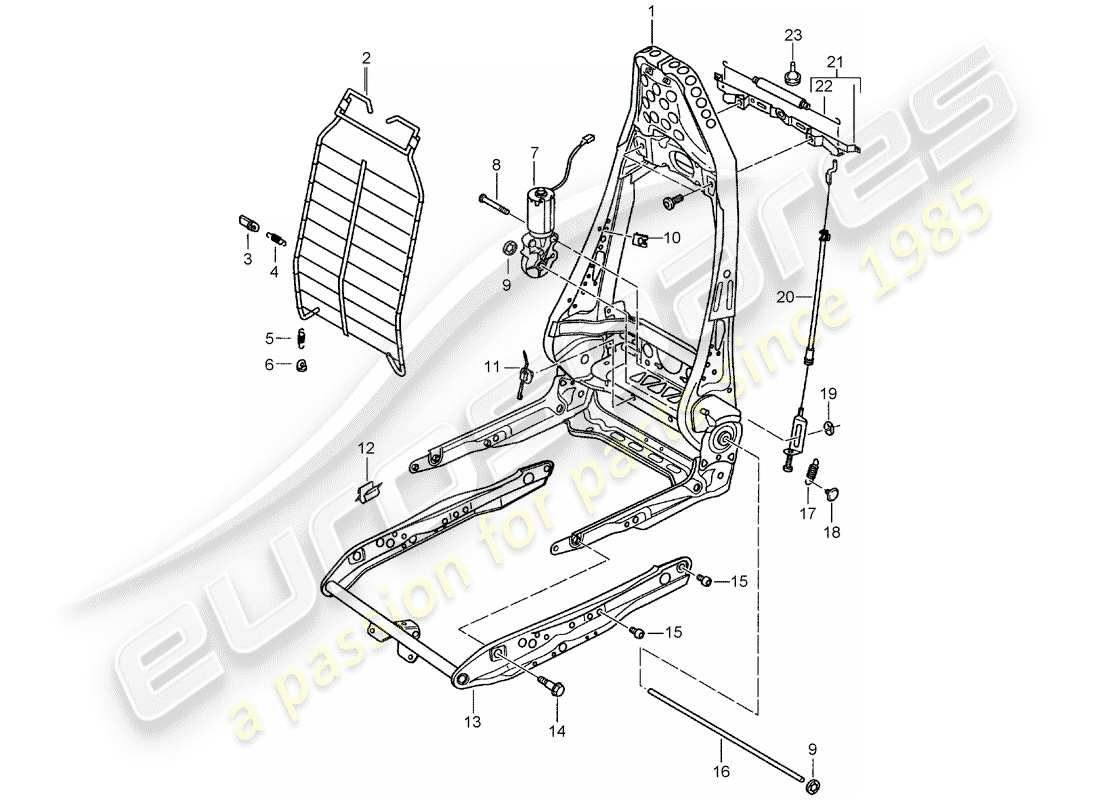 porsche 2001 (996 gt3) telaio - schienale - telaio sedile - sedile sportivo schema parte