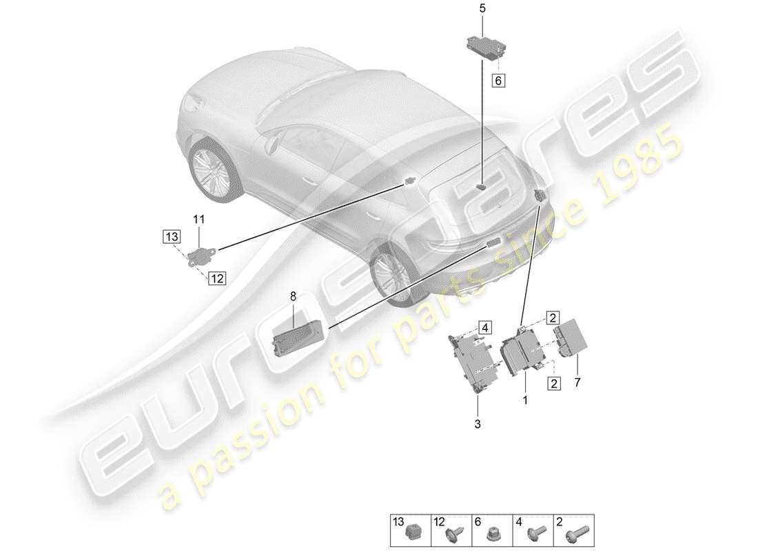 porsche 2019 (macan) unità di controllo diagramma delle parti