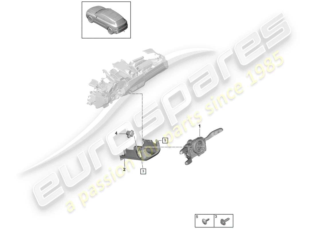 porsche 2019 (cayenne e3 9ya/9yb) interruttore piantone dello sterzo schema delle parti