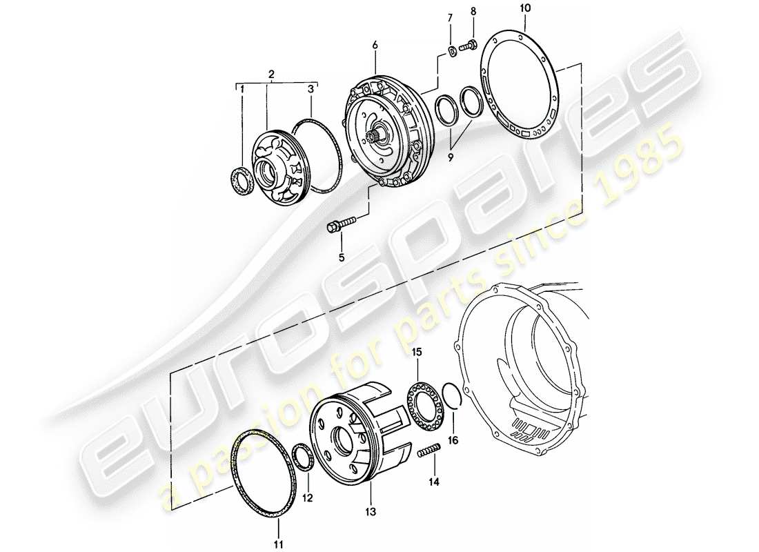 porsche 1984 (928) cambio automatico - pompa primaria diagramma delle parti
