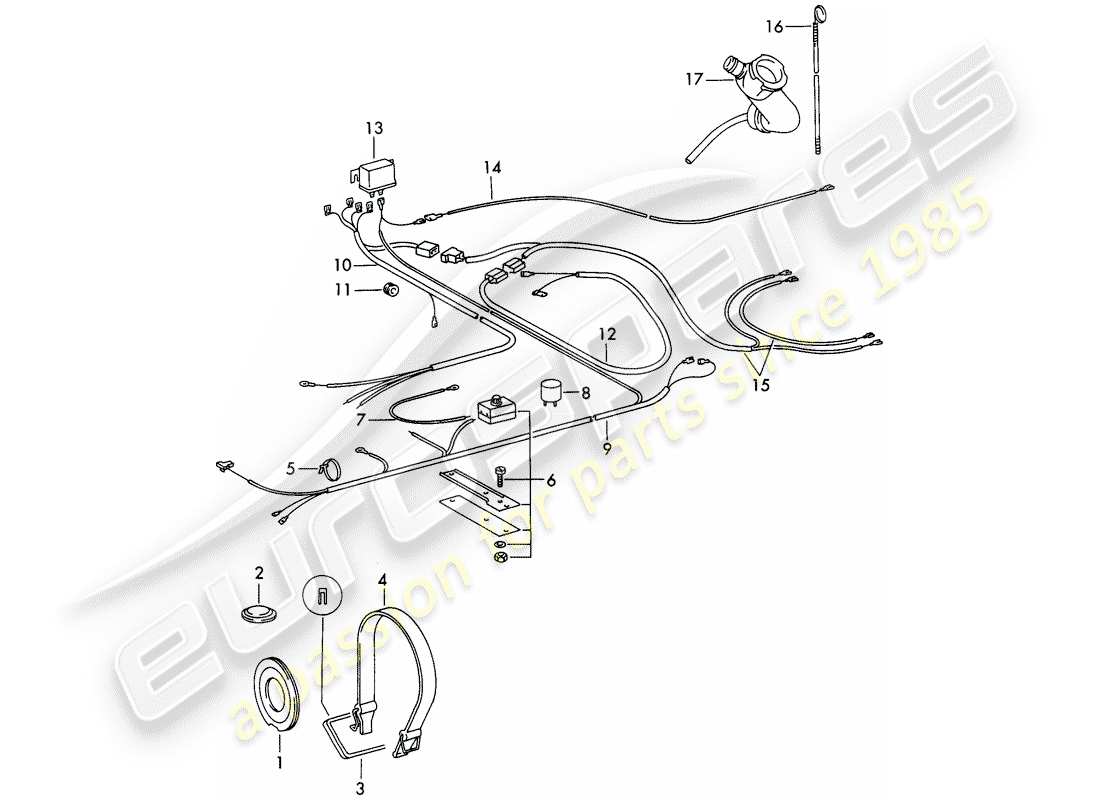 porsche 1973 (911) condizionatore - componenti elettrici - accessori - non per: - (usa) schema delle parti