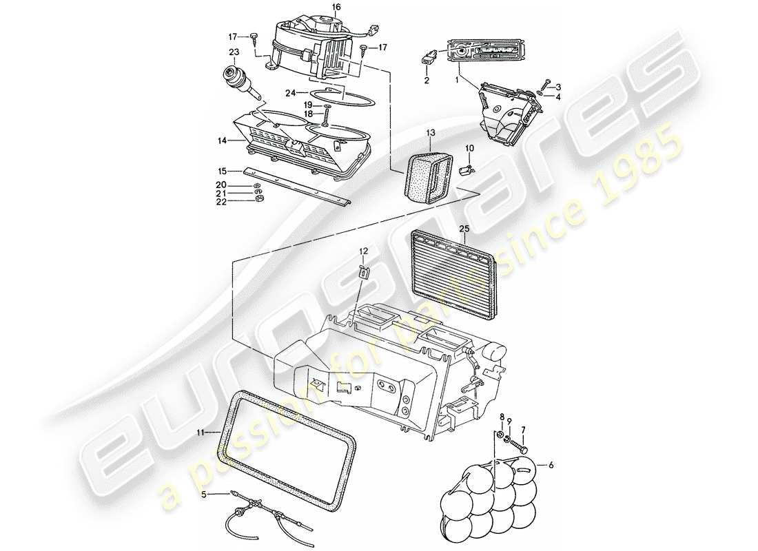 porsche 1994 (928) condizionatore d'aria automatico - interruttore di comando - linee - condotto dell'aria schema delle parti