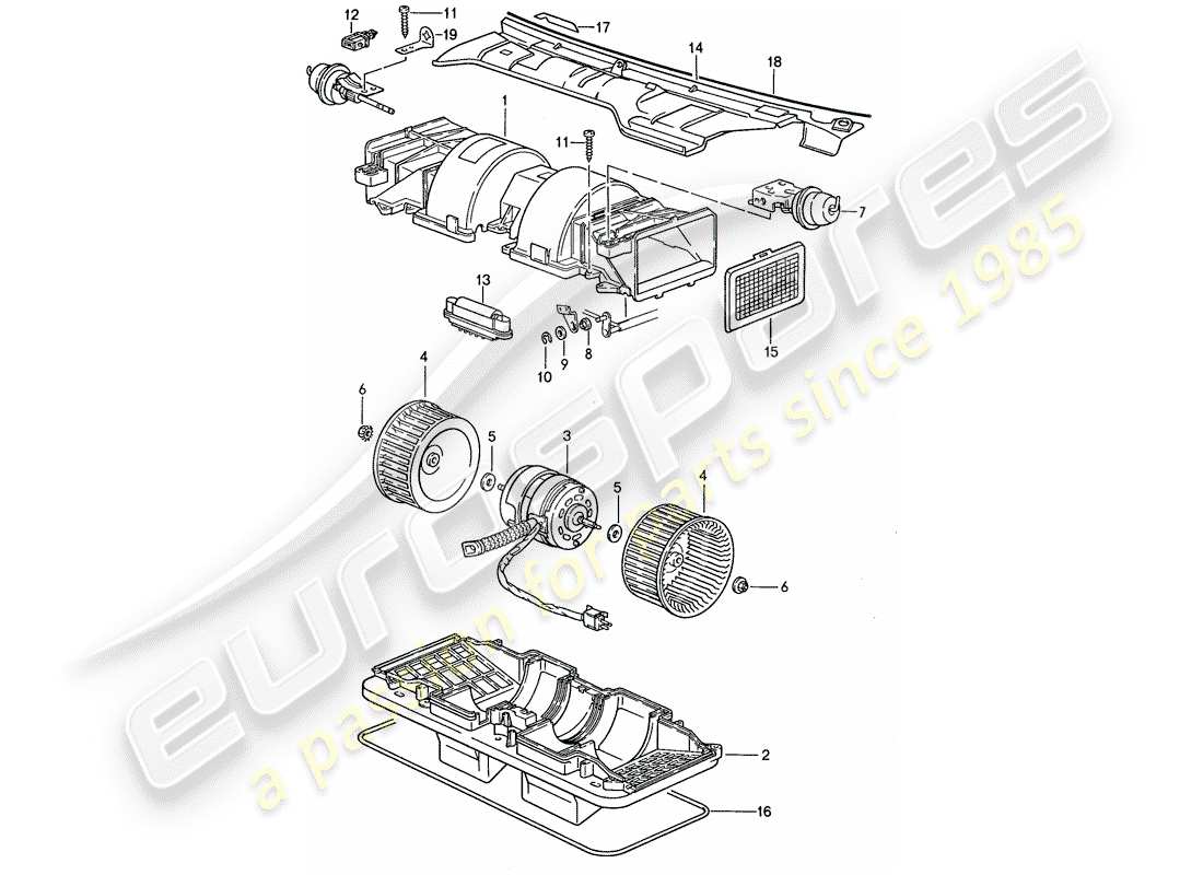 porsche 1990 (944) fan diagramma delle parti
