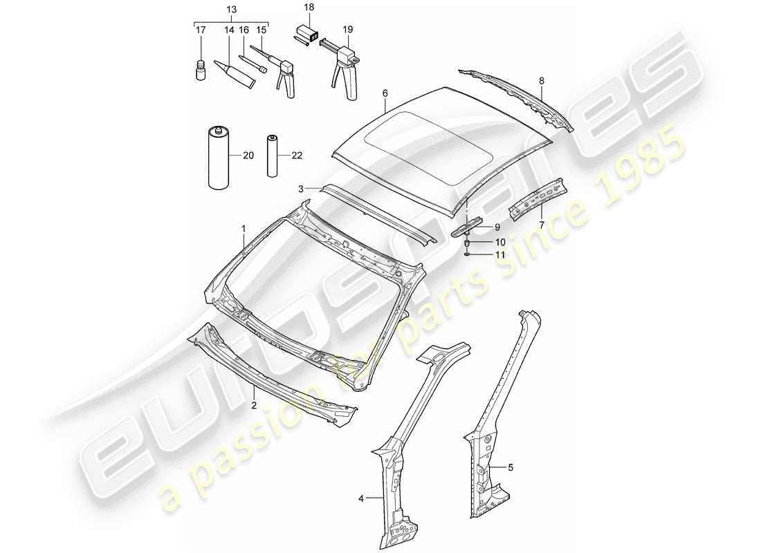 porsche 2011 (997-2) cappuccio diagramma delle parti