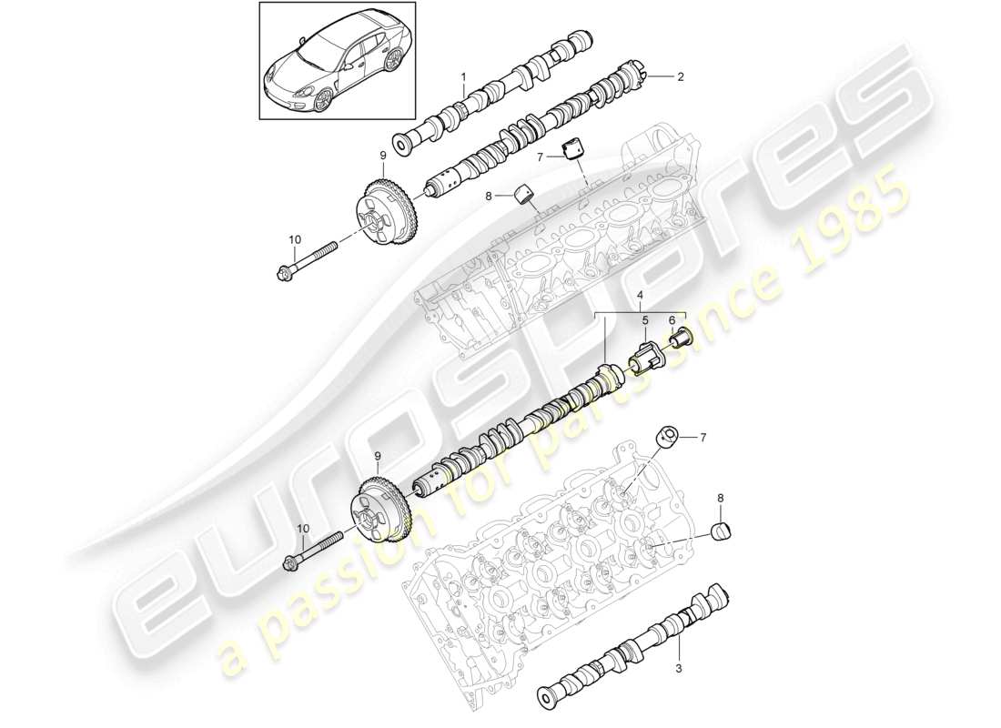 porsche 2010 (cayenne e1 9pa) albero a camme diagramma delle parti