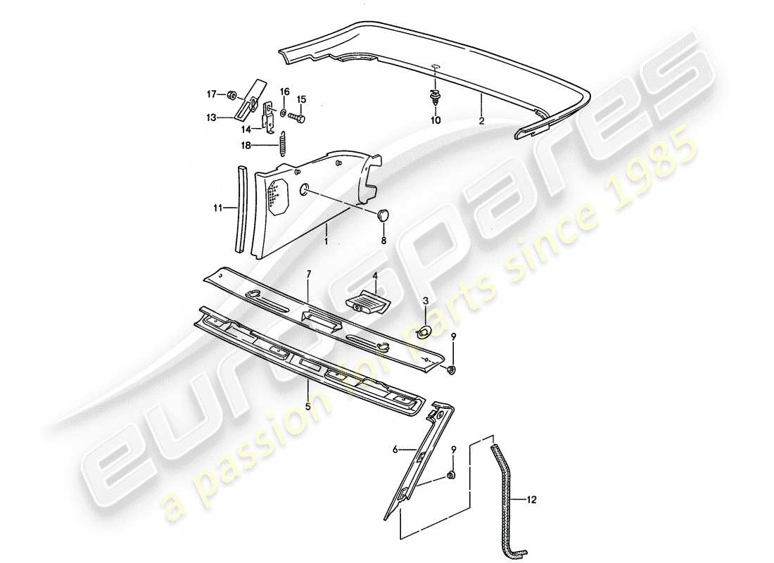 porsche 1991 (944) finiture diagramma delle parti