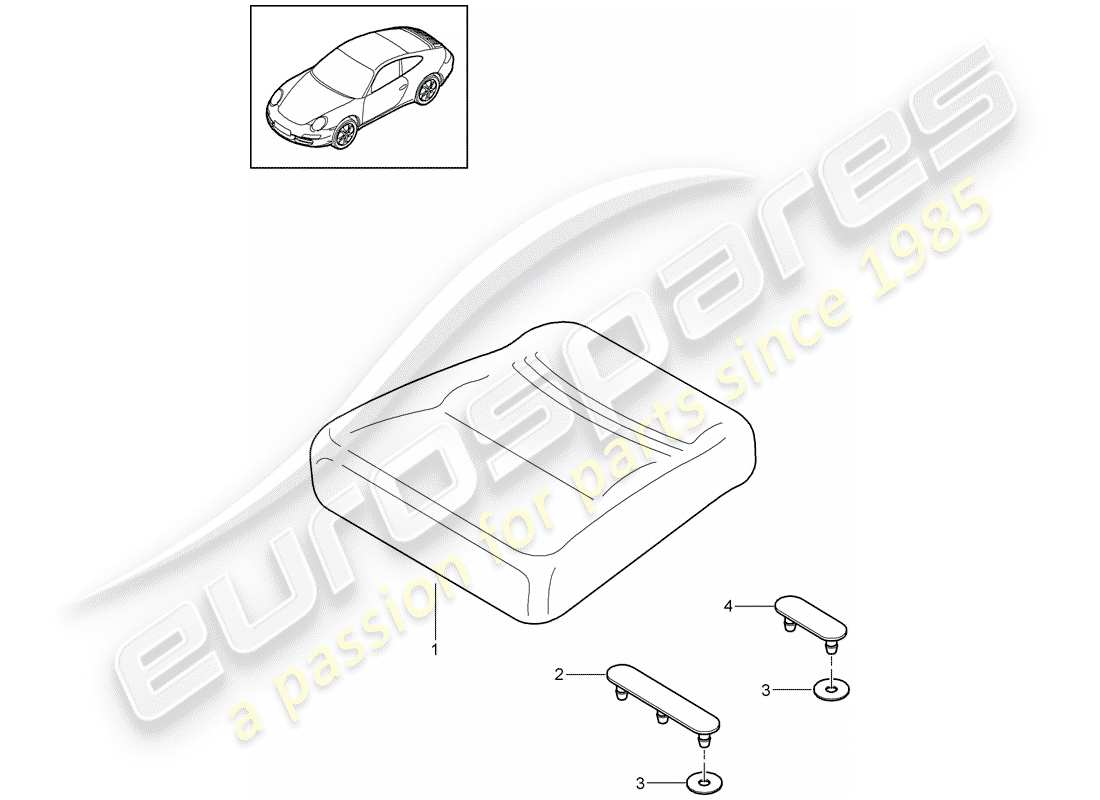 porsche 2012 (997-2) cuscino del sedile posteriore diagramma delle parti